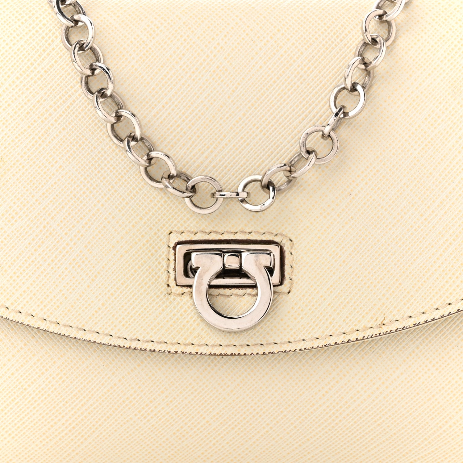 Salvatore Ferragamo Saffiano Gancio Chain Flap White 7 of 15