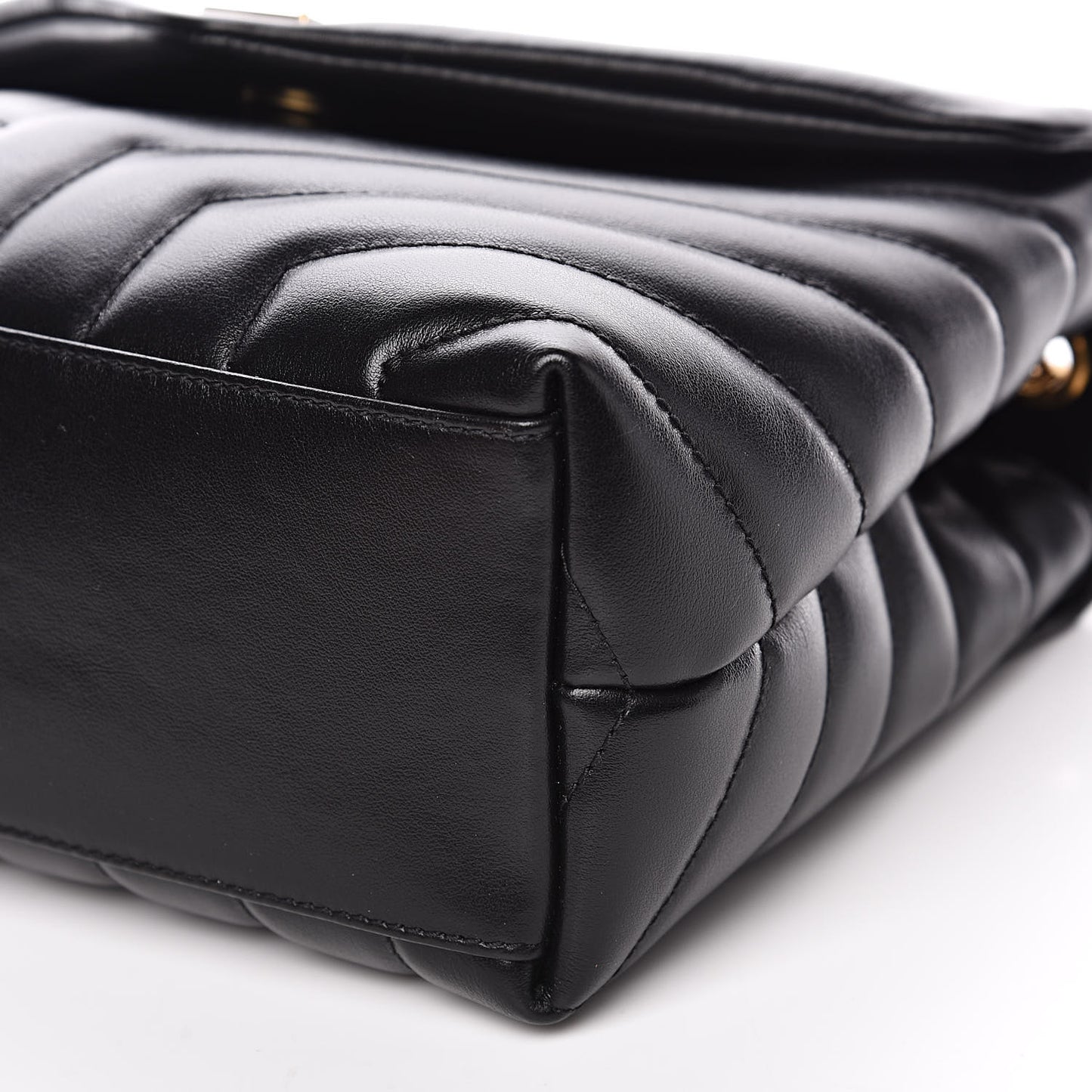 Calfskin Y Quilted Monogram Small Loulou Chain Satchel Black