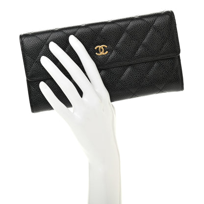 Chanel Caviar Quilted Large Gusset Flap Wallet Black 2 of 7