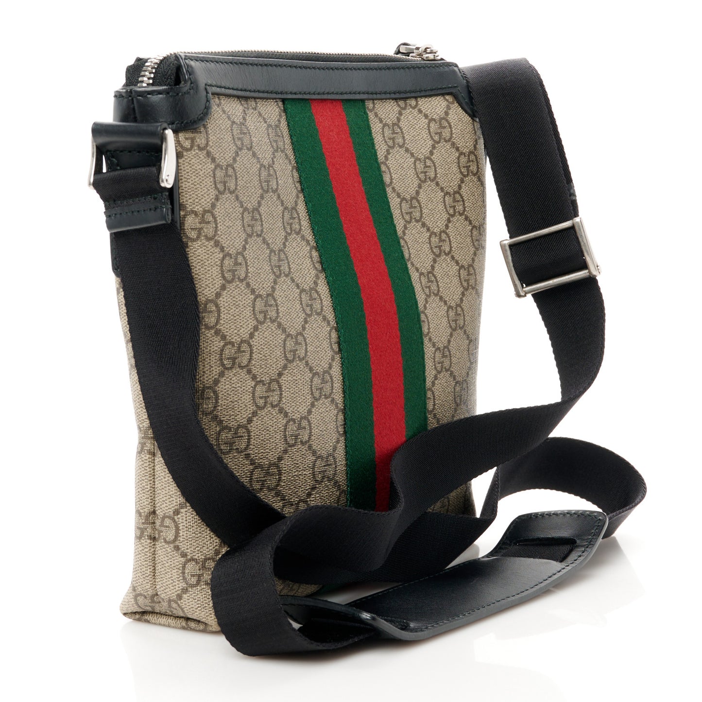 GG Supreme Monogram Web Messenger Bag Black