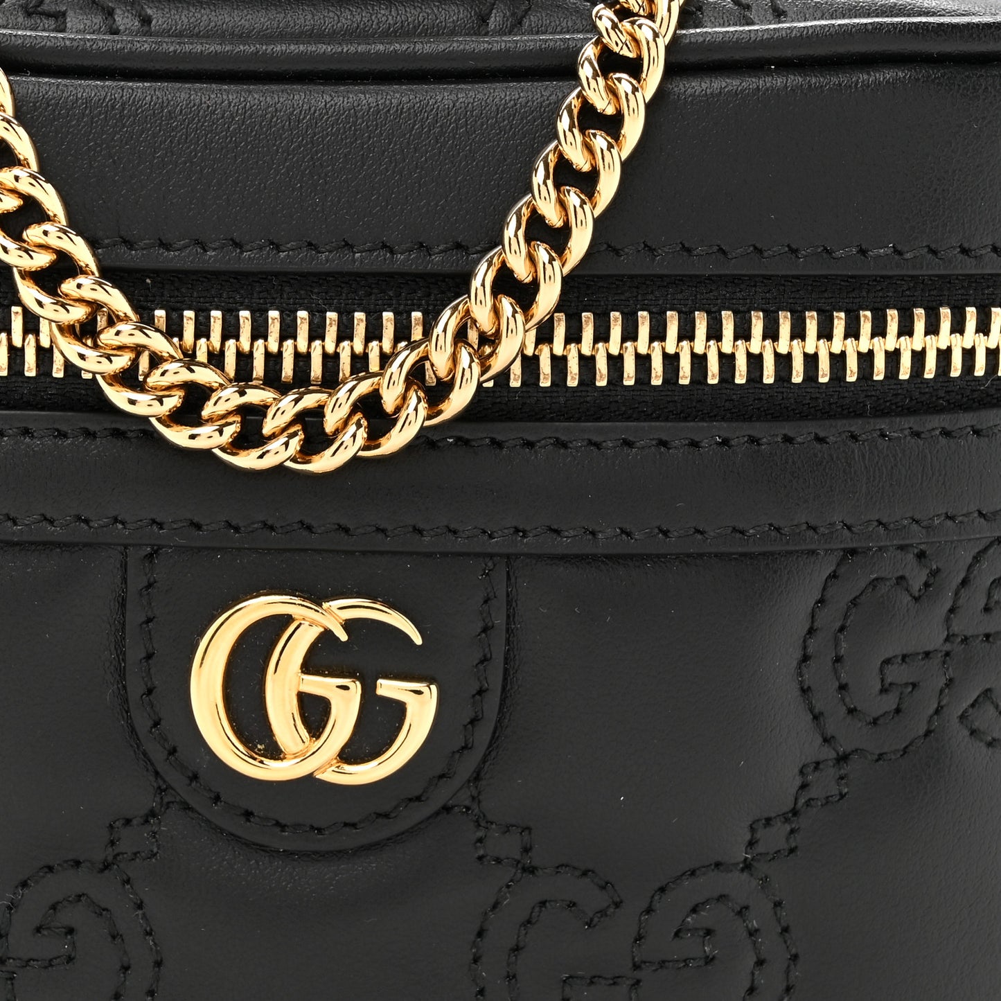 Calfskin GG Matelasse Mini Top Handle Bag Black
