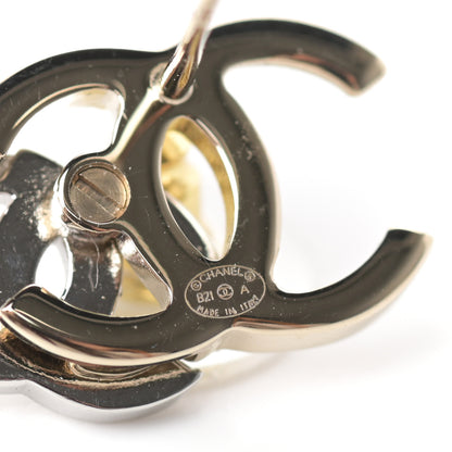 Chanel Crystal Double CC Earrings Gold Silver 4 of 4