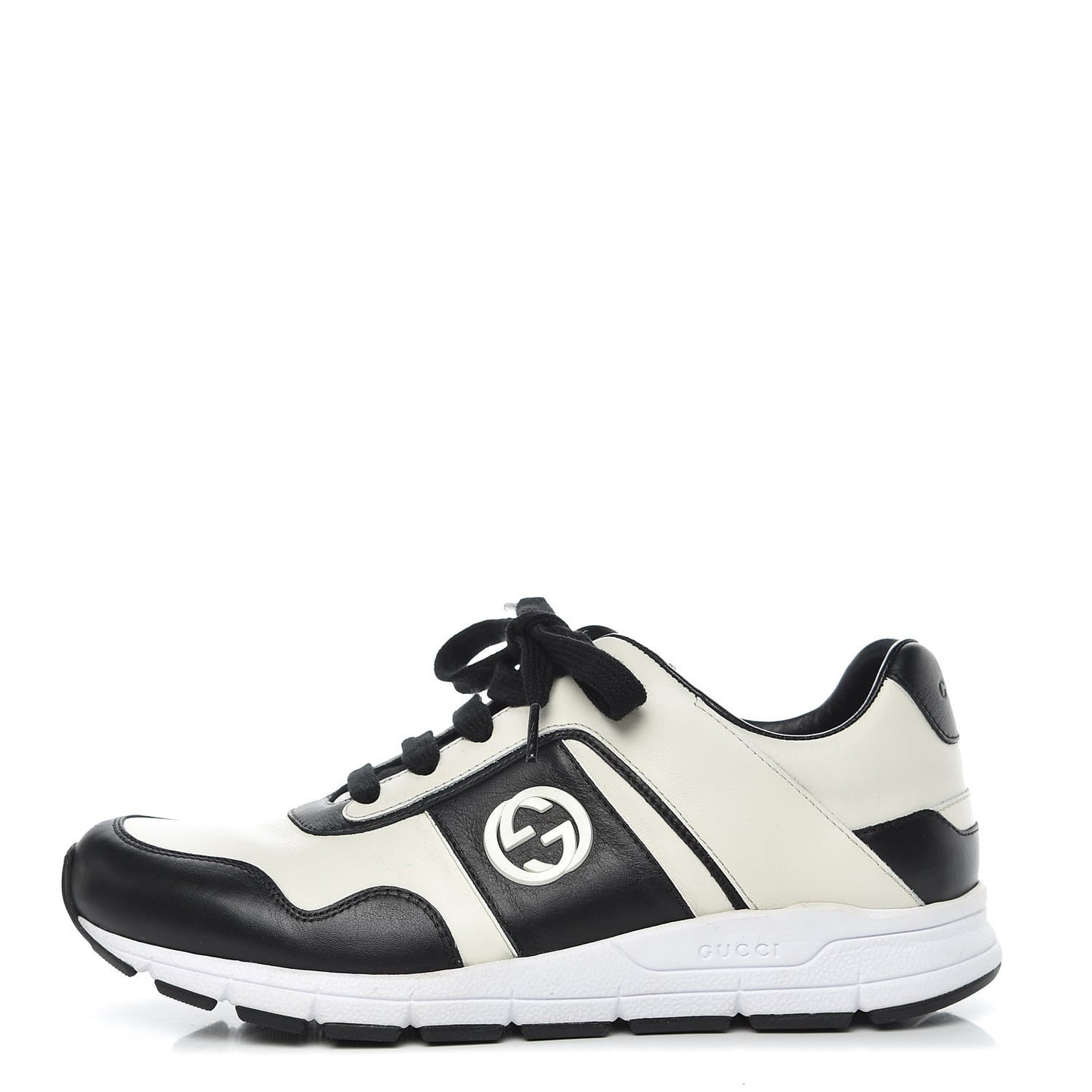 Calfskin Womens Interlocking G Sneakers 39 Black White