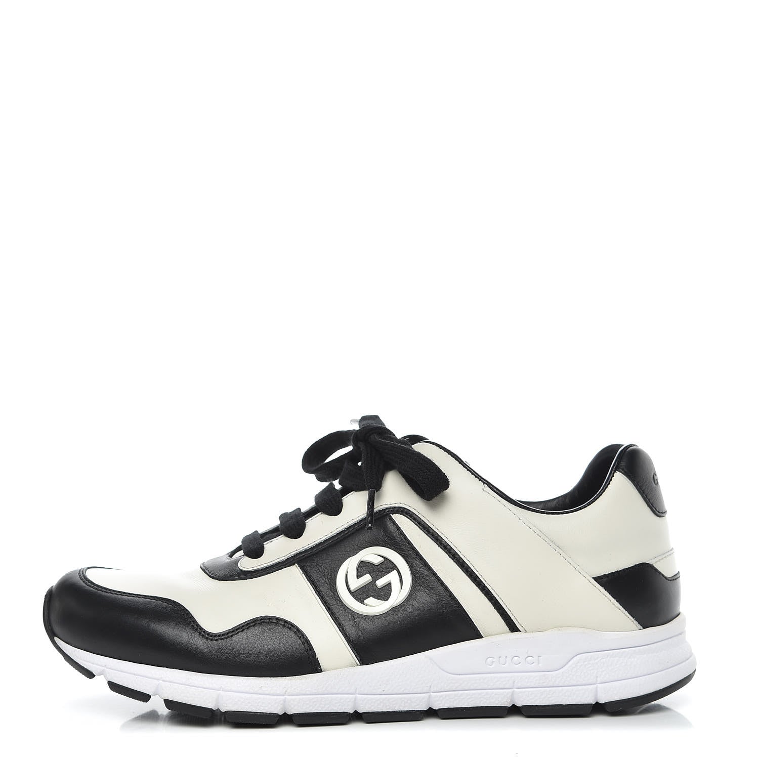 Gucci Calfskin Womens Interlocking G Sneakers 39 Black White 1 of 17