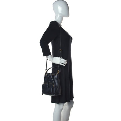 Prada Glace Calfskin Embossed Secchiello Bucket Bag Black 2 of 14