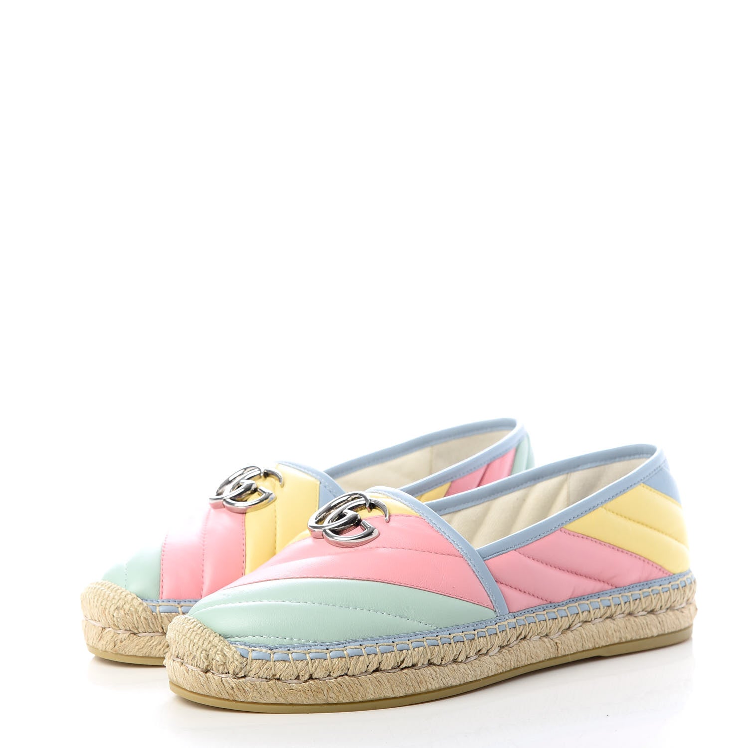 Gucci Nappa Matelasse Diagonal GG Marmont Espadrilles 39 Multicolor Pastel 3 of 10