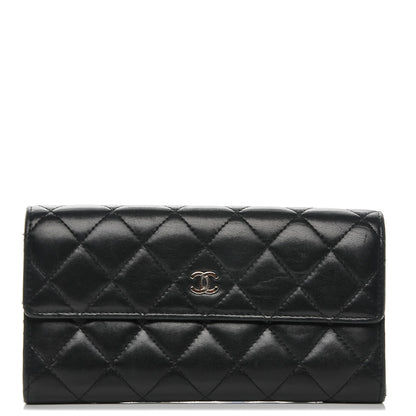 Chanel Lambskin Quilted Large Gusset Flap Wallet Black 1 of 8