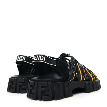 Fendi Technical Fabric Jacquard Mesh FF Mens Fendi Force Slingback Sandals 6 Black Grigio 4 of 10