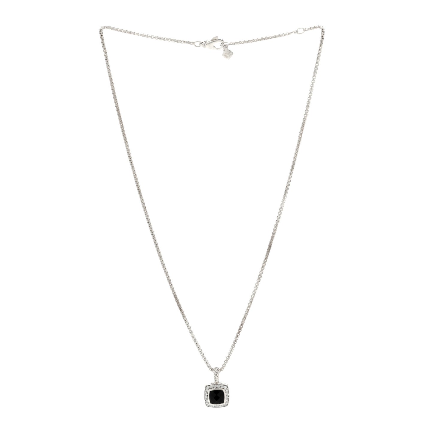 Sterling Silver Diamond Black Onyx 7mm Petite Albion Necklace