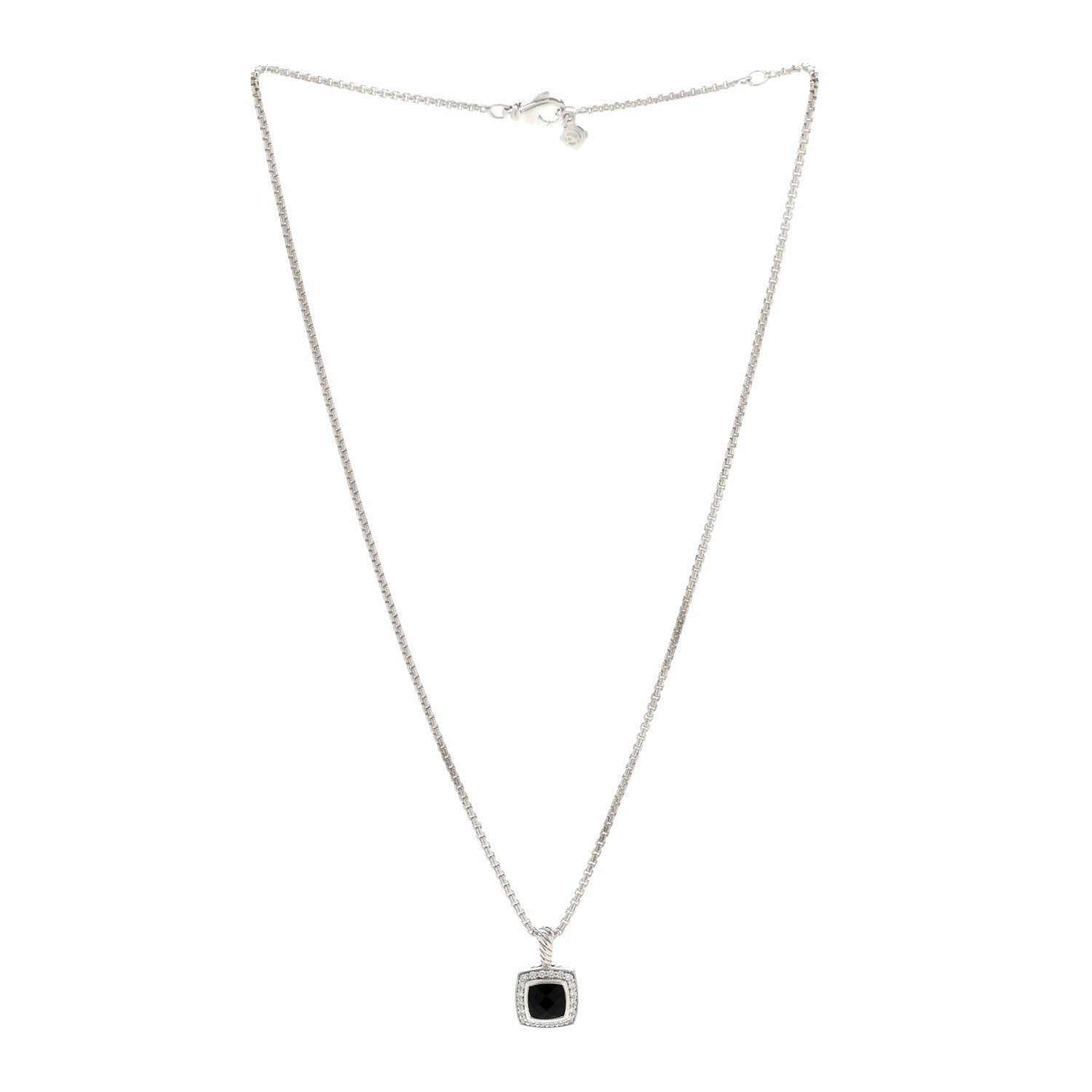 David Yurman Sterling Silver Diamond Black Onyx 7mm Petite Albion Necklace 2 of 4