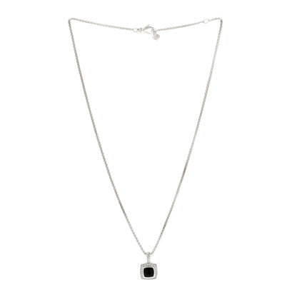 David Yurman Sterling Silver Diamond Black Onyx 7mm Petite Albion Necklace 2 of 4