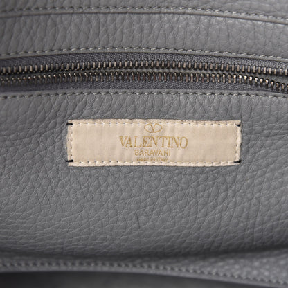 Valentino Garavani Grained Calfskin Turquoise Small Rockstud Rolling Tote Light Stone 9 of 14