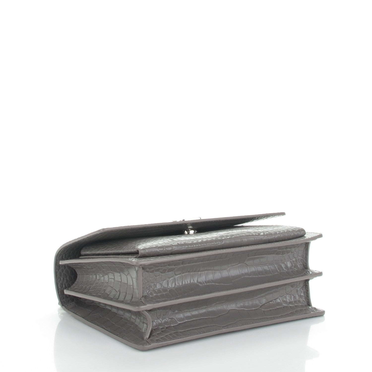 Saint Laurent Calfskin Crocodile Embossed Medium Monogram Sunset Fog 4 of 6