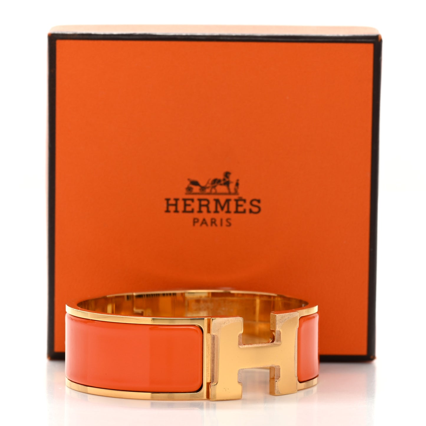 Enamel Wide Clic Clac H Bracelet GM Orange