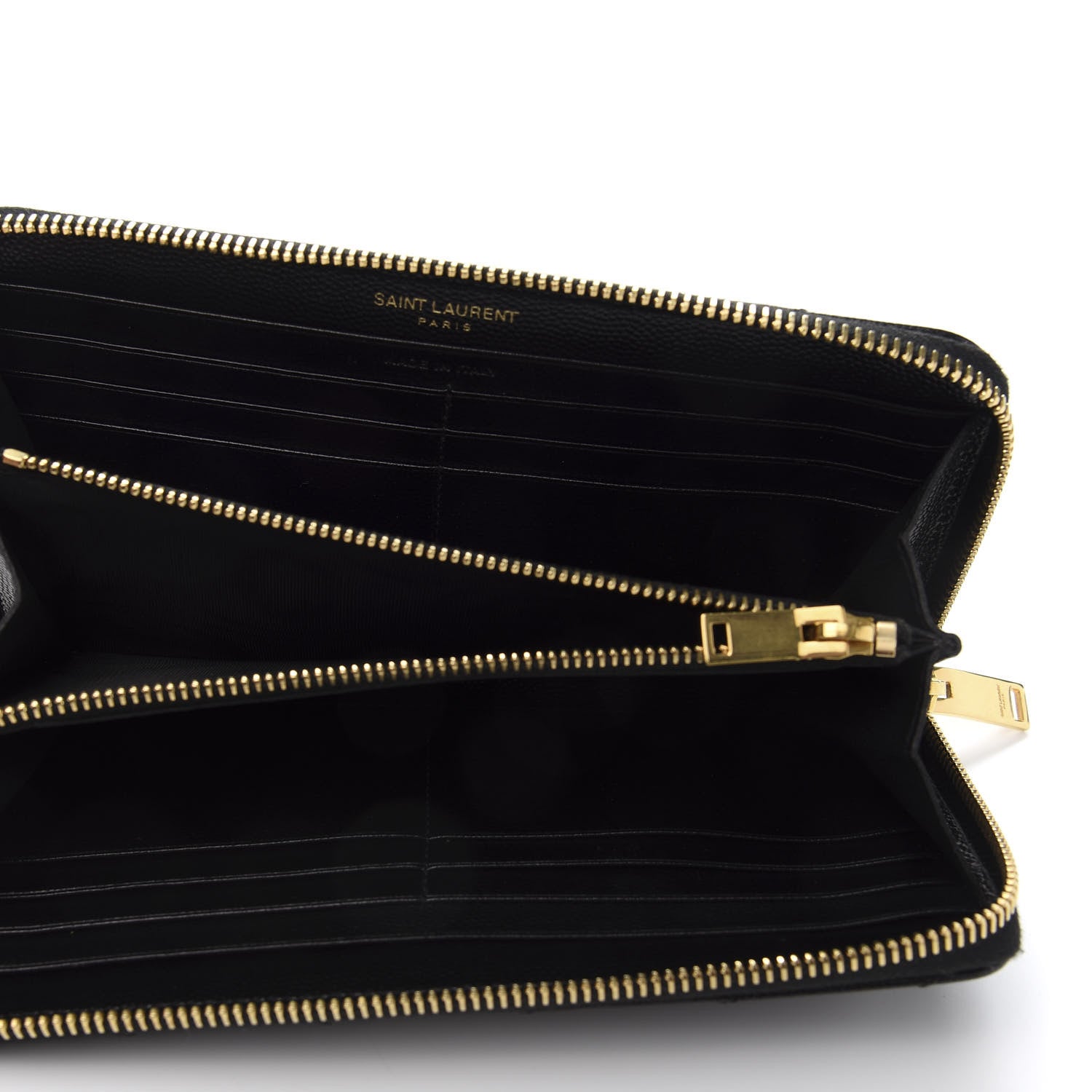 Saint Laurent Grain De Poudre Matelasse Chevron Monogram Zip Around Wallet Black 5 of 6