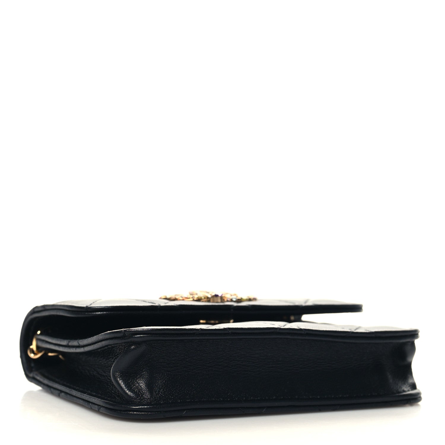 Chanel Lambskin Quilted Zirconium Clutch With Chain Black 5 of 12