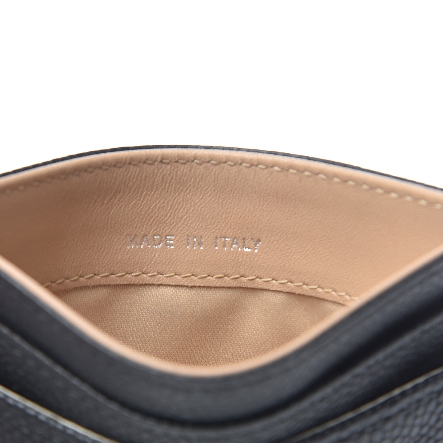 Calfskin CC Button Card Holder Black