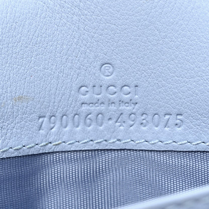 Gucci GG Supreme Monogram Textured Dollar Calfskin Mini GG Marmont Chain Wallet Light Pink Blue Beige 6 of 13