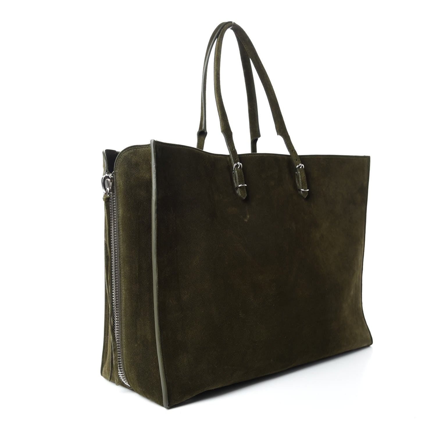 Balenciaga Baby Daim Suede Papier A4 Zip Around Tote Vert Militaire 3 of 10