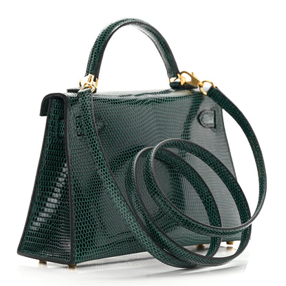 Hermes Shiny Lizard Mini Kelly Sellier 20 Vert Cypress 3 of 10