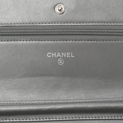 Chanel Metallic Aged Calfskin Quilted Reissue Wallet On Chain WOC Silver 6 of 15