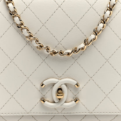 Chanel Calfskin Stitched Medium Covered CC Flap Bag White 8 of 10