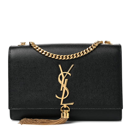 Saint Laurent Grain De Poudre Small Classic Monogram Kate Tassel Satchel Black 1 of 10