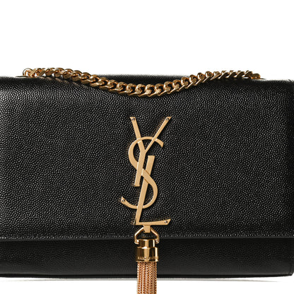 Saint Laurent Grain De Poudre Small Classic Monogram Kate Tassel Satchel Black 7 of 12