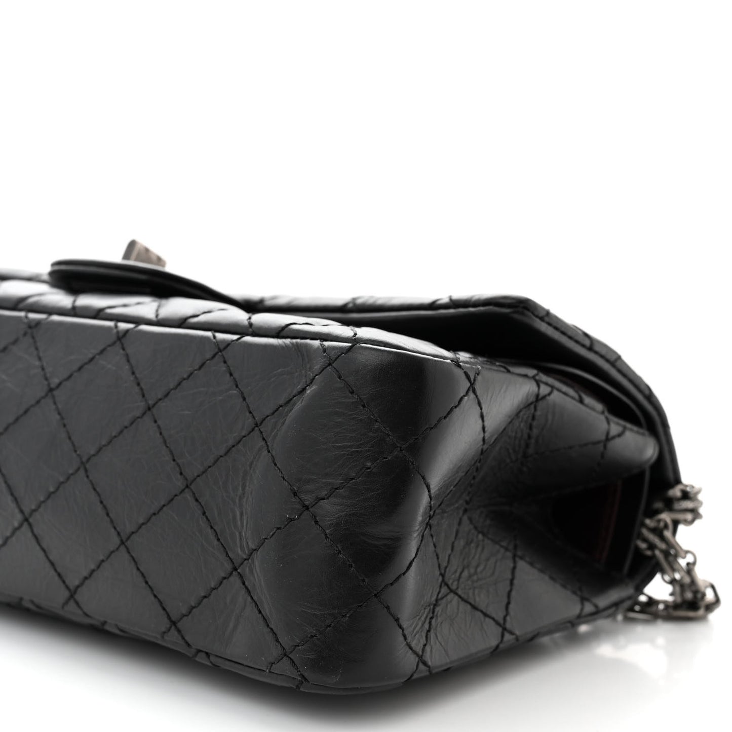 Aged Calfskin Quilted 2.55 Reissue 225 Flap Black