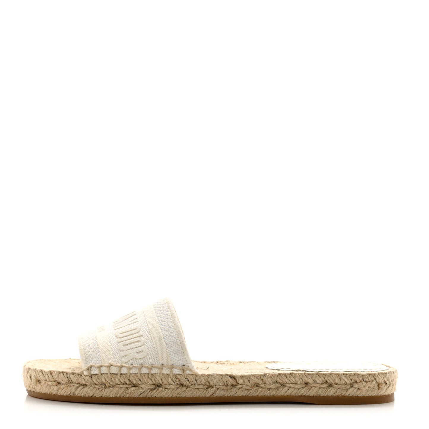 Canvas Embroidered Granville Espadrille Flat Slide Sandals 36 Ivory