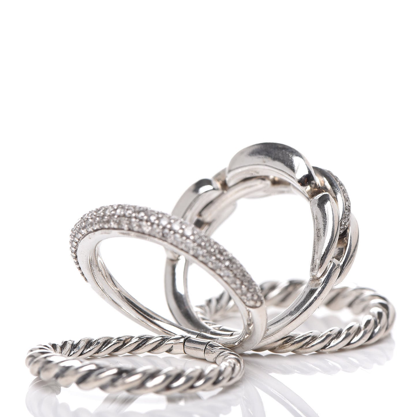 Sterling Silver Diamond Wellesley Four-Row Ring 50 5.5