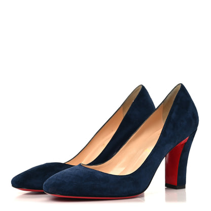 Christian Louboutin Veau Velours Viva 85 Pumps 38.5 Navy 4 of 9