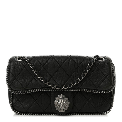 Chanel Distressed Lambskin Medium Leo Lion Flap Black 1 of 12
