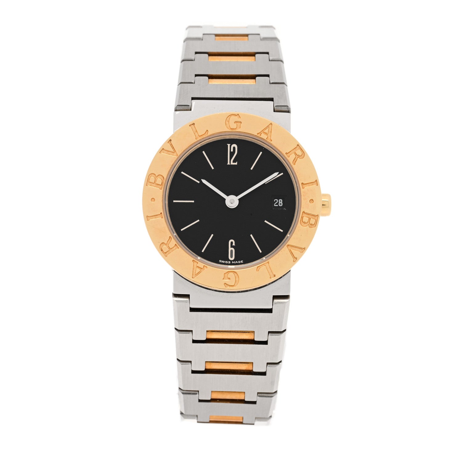 Bulgari Stainless Steel 18K Yellow Gold 26mm Quartz Watch Black 1 of 4