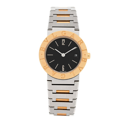 Bulgari Stainless Steel 18K Yellow Gold 26mm Quartz Watch Black 1 of 4