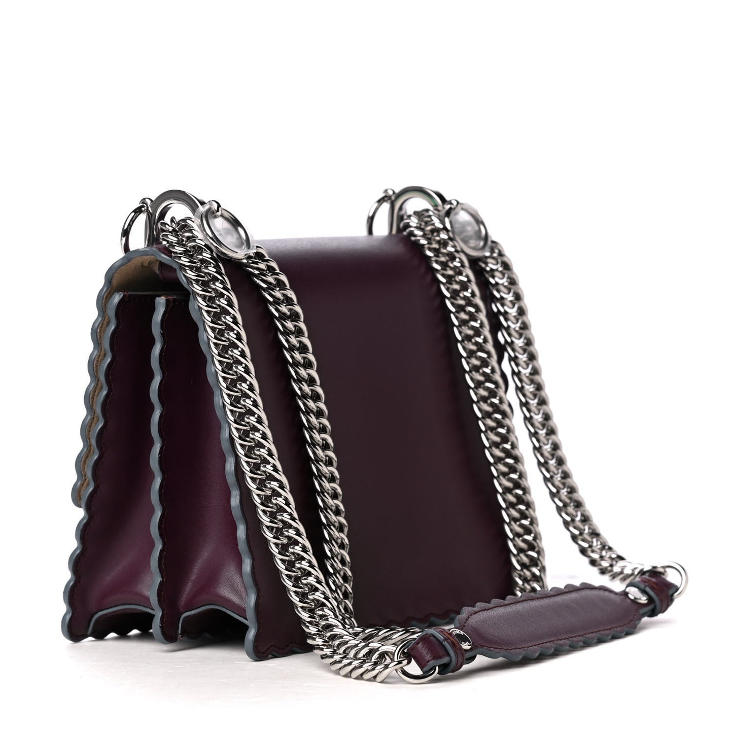 Vitello Liberty Scalloped Studded Small Kan I Shoulder Bag Bordeaux