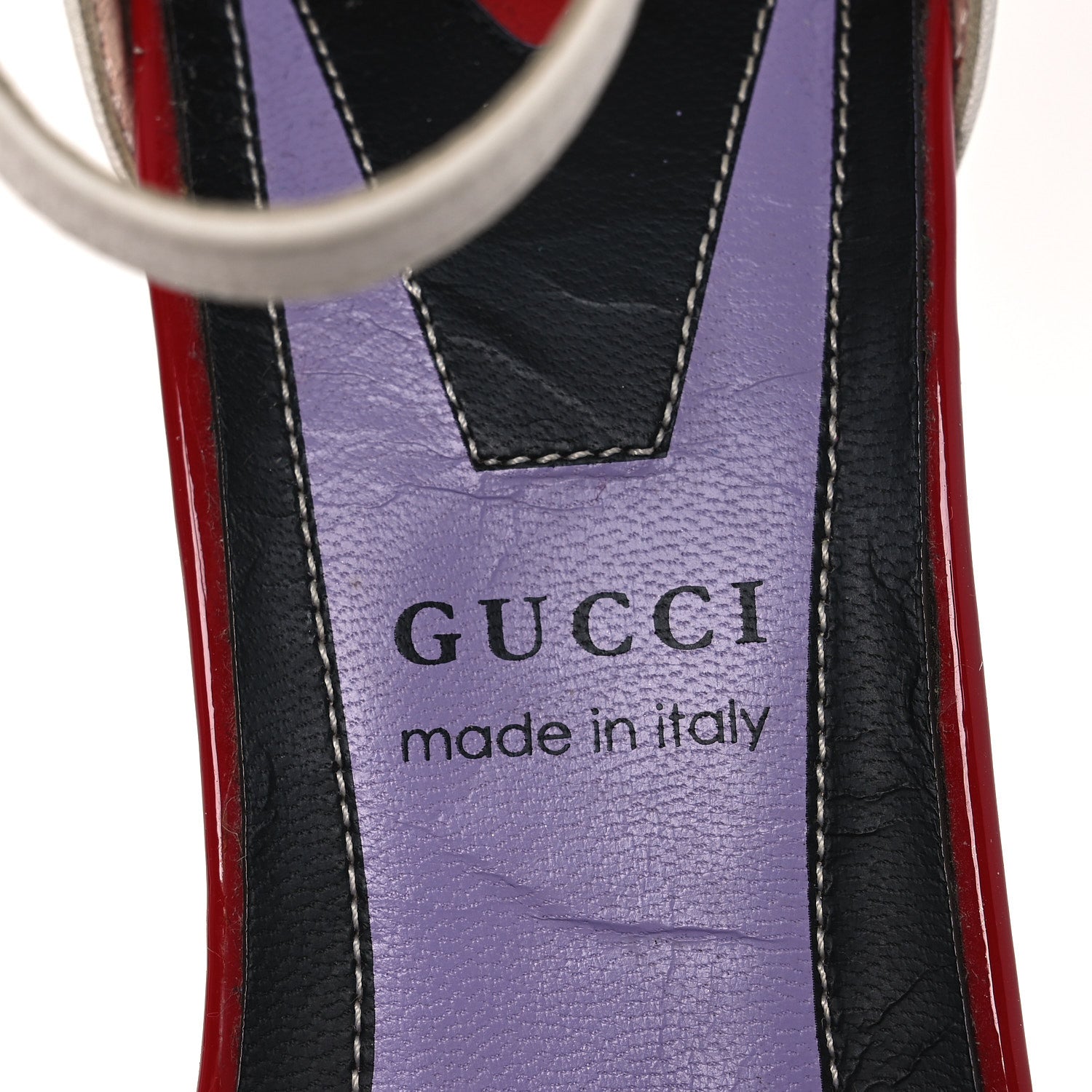 Gucci Calfskin Crystal GG Bow Sadie Spike Ankle Strap d'Orsay High Heel Pumps 35.5 White 9 of 14