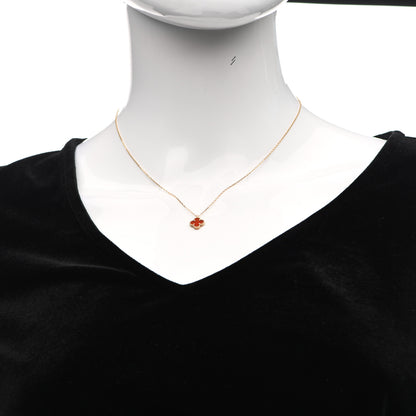 Van Cleef & Arpels 18K Rose Gold Carnelian Sweet Alhambra Pendant Necklace 2 of 5