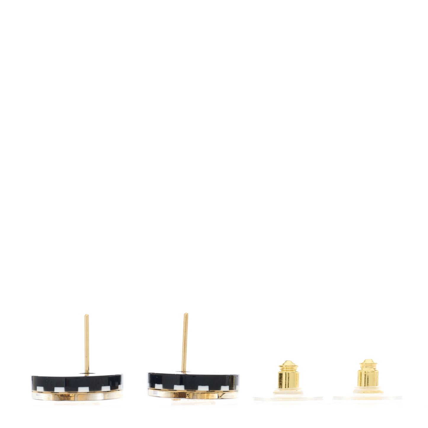 Resin Crystal CC Earrings Black White