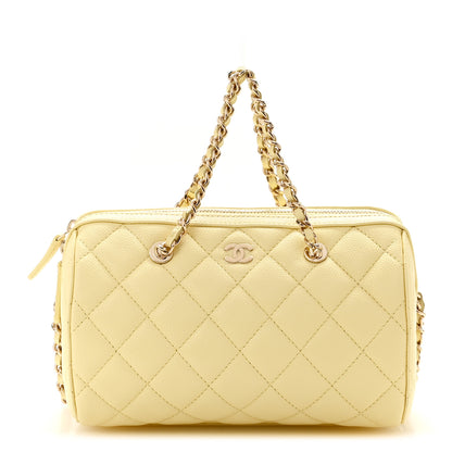 Chanel Caviar Quilted Barrel Clutch With Chain Light Yellow 1 of 11
