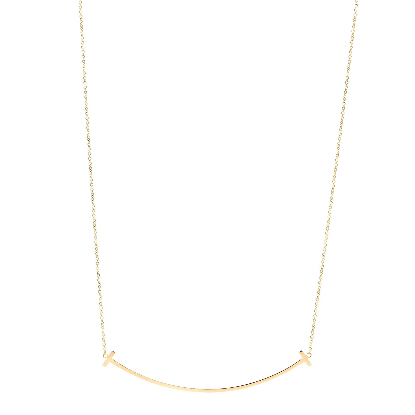 18K Yellow Gold Large T Smile Pendant Necklace