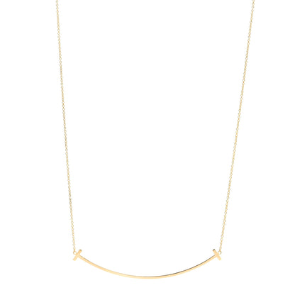 Tiffany 18K Yellow Gold Large T Smile Pendant Necklace 1 of 6