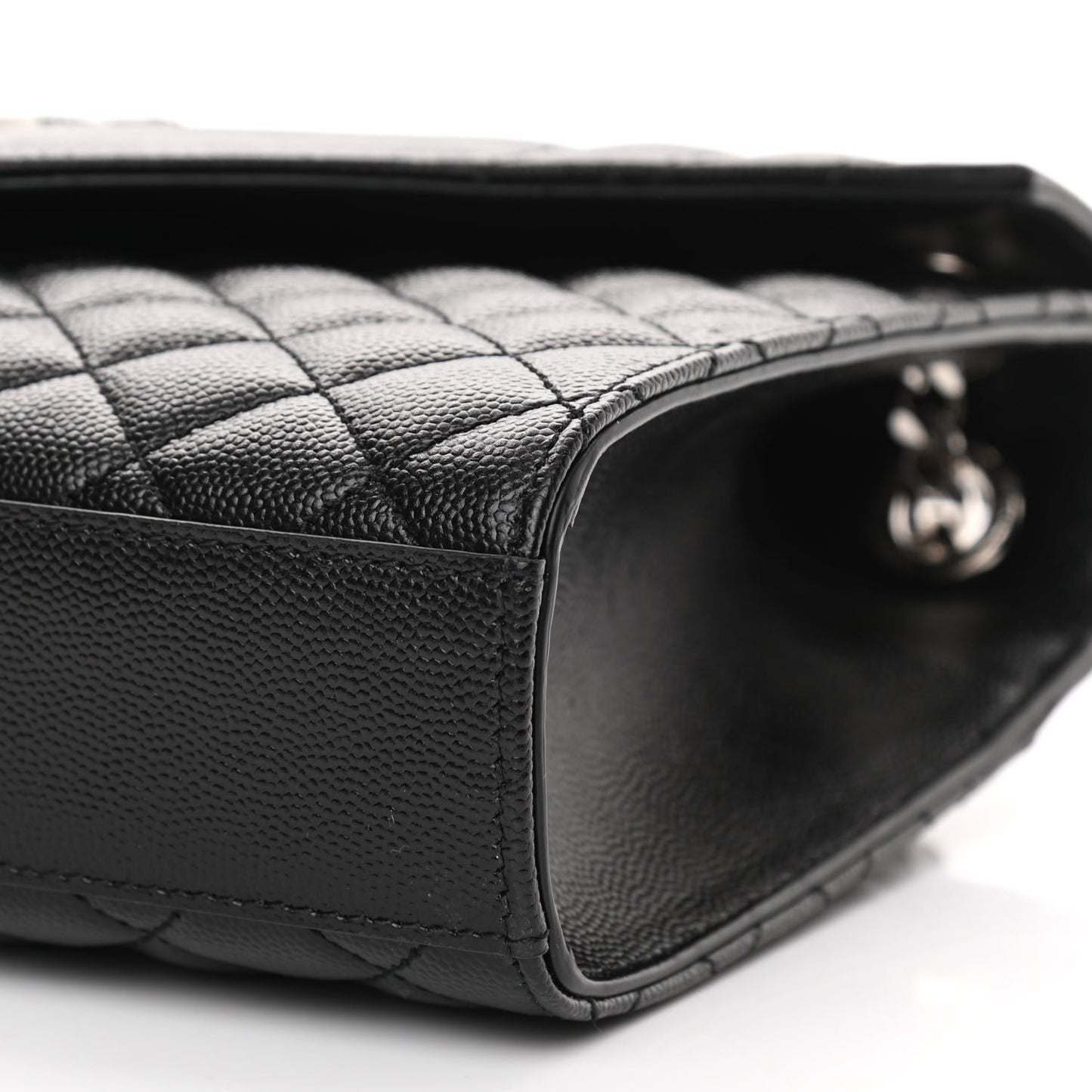 Grain De Poudre Textured Mixed Matelasse Triquilt Medium Monogram Satchel Black