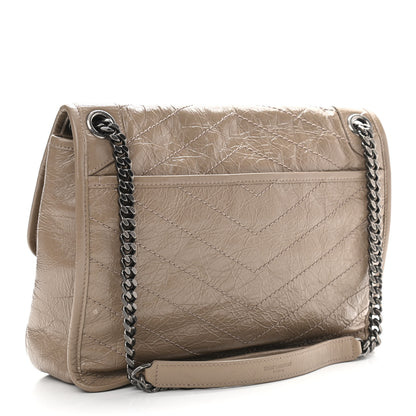 Saint Laurent Crinkled Calfskin Matelasse Monogram Medium Niki Chain Satchel Light Natural 3 of 11