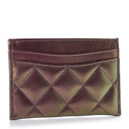 Chanel Iridescent Lambskin Quilted Card Holder Purple 3 of 9