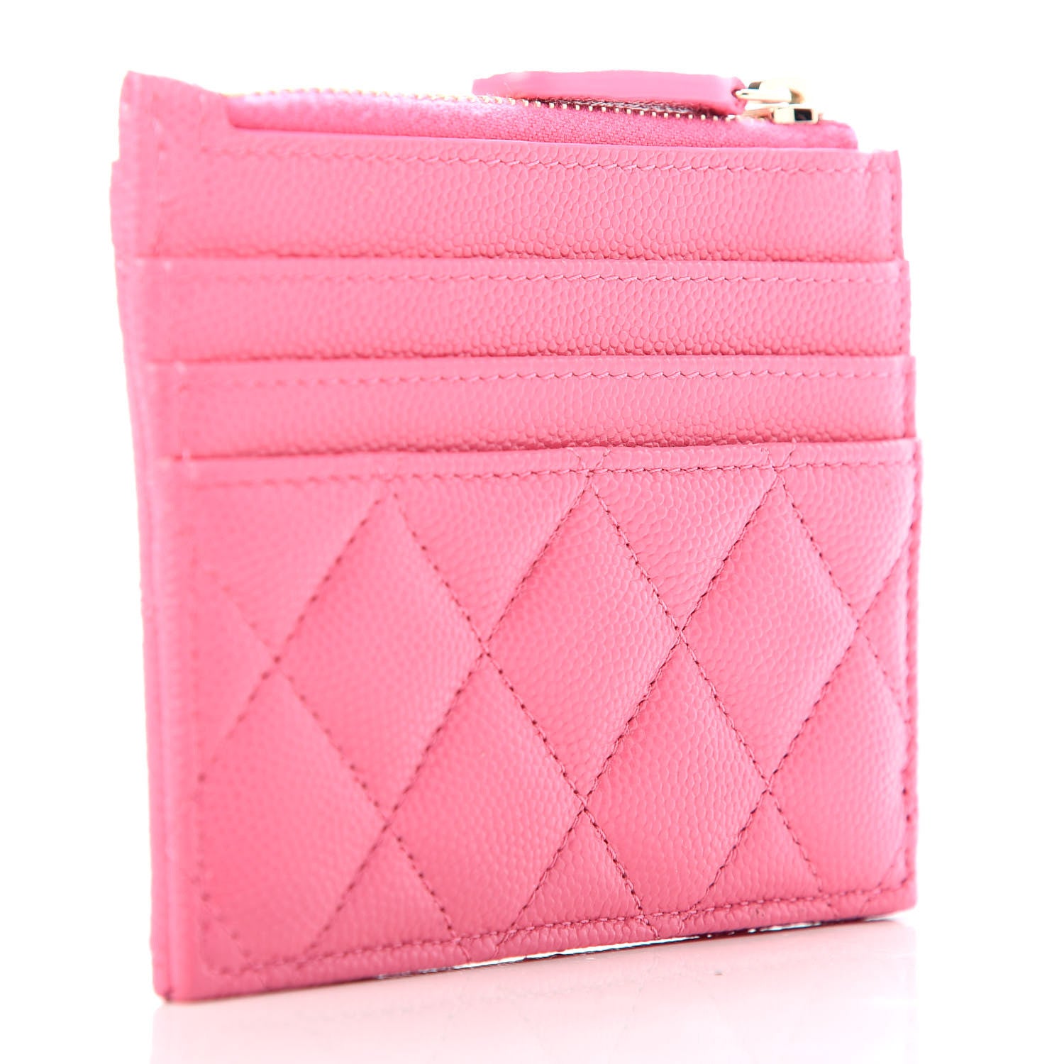 Chanel Caviar Quilted CC Zip Card Holder Pink 3 of 7