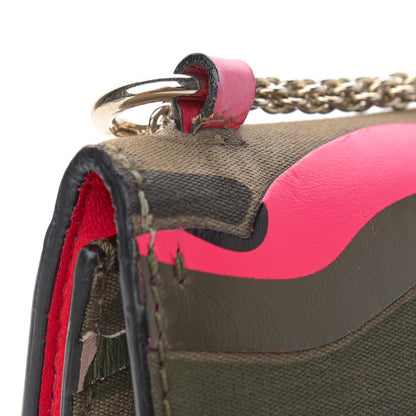 Valentino Garavani Nappa Canvas Camouflage Medium Glam Lock Rockstud Flap Fuxia Fluo 11 of 14