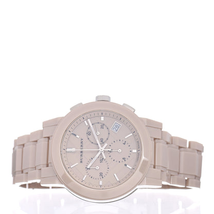 Burberry Ceramic 38mm City Trench Chronograph Quartz Watch Taupe BU9083 2 of 4