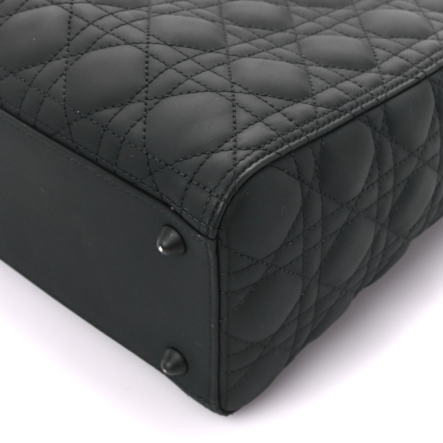 Ultra Matte Calfskin Cannage Large Lady Dior Black