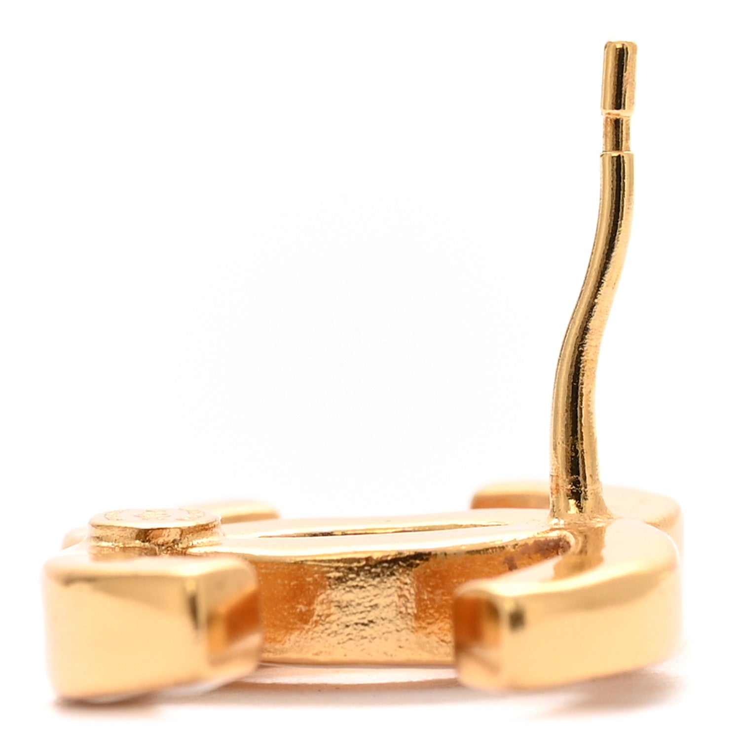 Chanel Metal CC Earrings Gold White 5 of 6